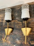 Set vintage Hollywood regency wand lampen, Huis en Inrichting, Lampen | Wandlampen, Ophalen of Verzenden, Gebruikt, Glas, Vintage hollywood regency jaren 60 frankrijk hotel chic