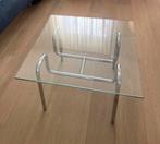 Salontafel Chroom met Glas Design, Ophalen, 50 tot 100 cm, Vierkant, 50 tot 100 cm