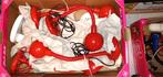 retro / vintage  lampen /rood /rode flexibele  tafellampen, Gebruikt, Glas, Minder dan 50 cm, Vintage /fifties/sixties/seventies