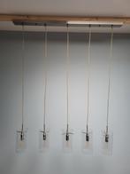 Hanglamp 5-lichts cilinderglas, RVS, dimbaar, Huis en Inrichting, Ophalen, Gebruikt, Glas, 75 cm of meer