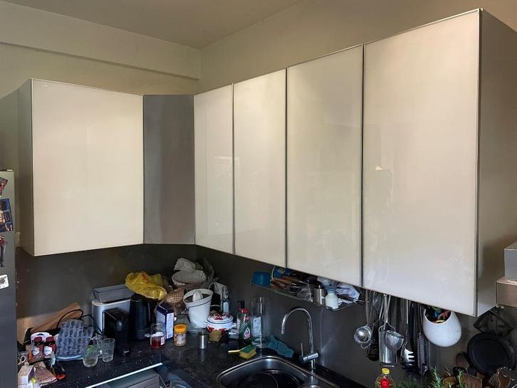 4 stuks Ikea keukenkasten boven met glazen / RVS front, Huis en Inrichting, Keuken | Keukenelementen, Gebruikt, Minder dan 100 cm