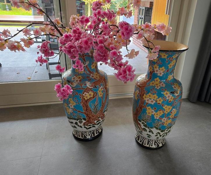 Set grote Japanse vazen, Huis en Inrichting, Woonaccessoires | Vazen, Zo goed als nieuw, Overige kleuren, Minder dan 50 cm, Glas