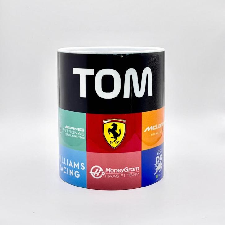 F1 mok teamlogo's gepersonaliseerd, Huis en Inrichting, Keuken | Servies, Nieuw, Kop(pen) en/of Schotel(s), Overige stijlen, Keramiek