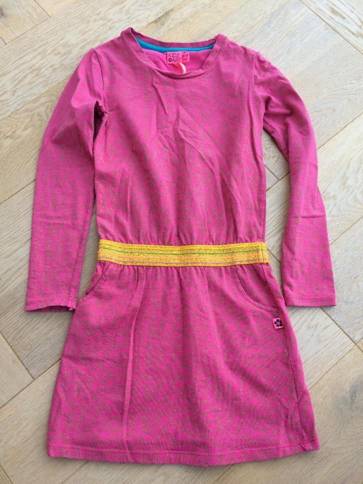 Leuk zgan roze met goud jurkje Kidz Art 122/128, Kinderen en Baby's, Kinderkleding | Maat 122, Zo goed als nieuw, Meisje, Jurk of Rok