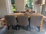 Eetkamertafel en stoeldn Keijser en co, Huis en Inrichting, Tafels | Eettafels, Gebruikt, Eikenhout, 200 cm of meer, Ophalen of Verzenden