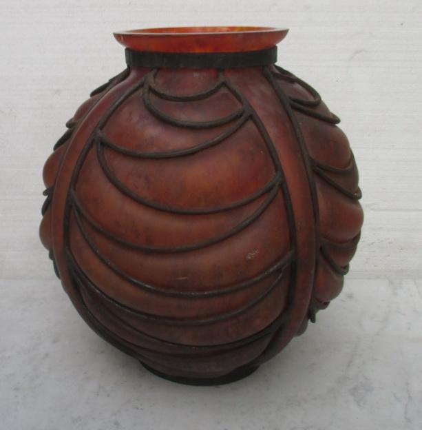 Daum, Lorrain glas vazen in smeedwerk, Antiek en Kunst, Antiek | Goud en Zilver, Ophalen