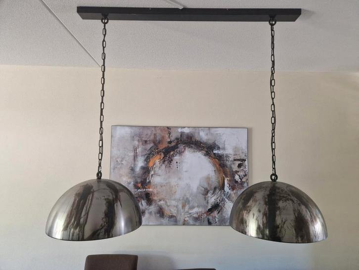 Stalen bolvormige design hanglamp, Huis en Inrichting, Lampen | Hanglampen, Zo goed als nieuw, 75 cm of meer, Ophalen