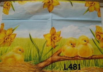 OPRUIMING servetten decoupage – kuikens en narcis L481 – 5x beschikbaar voor biedingen