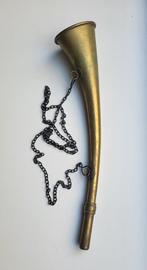 Oude koperen scheepstoeter met ketting, Ophalen of Verzenden