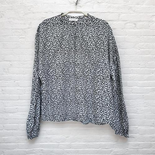 Marc O’Polo Blouse Maat 36 Zwart Wit Bloemenprint, Kleding | Dames, Blouses en Tunieken, Zo goed als nieuw, Maat 36 (S), Wit, Verzenden