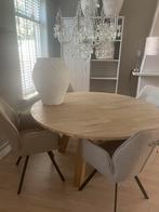 Ronde eethoektafel van Woood  met stoelen, Ophalen, Gebruikt, 100 tot 150 cm, Rond