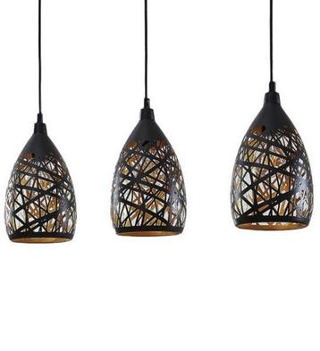Lindby - hanglamp - 3lichts - Staal - E27 - zwart, goud beschikbaar voor biedingen