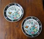 Set wandborden met vogels, zwarte rand, oosters keramiek, Antiek en Kunst, Antiek | Wandborden en Tegels, Ophalen