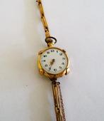 Antiek 14K goud dames horloge met klik-schakel band, Ophalen of Verzenden, Goud