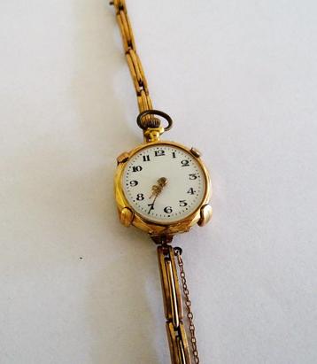 Antiek 14K goud dames horloge met klik-schakel band beschikbaar voor biedingen