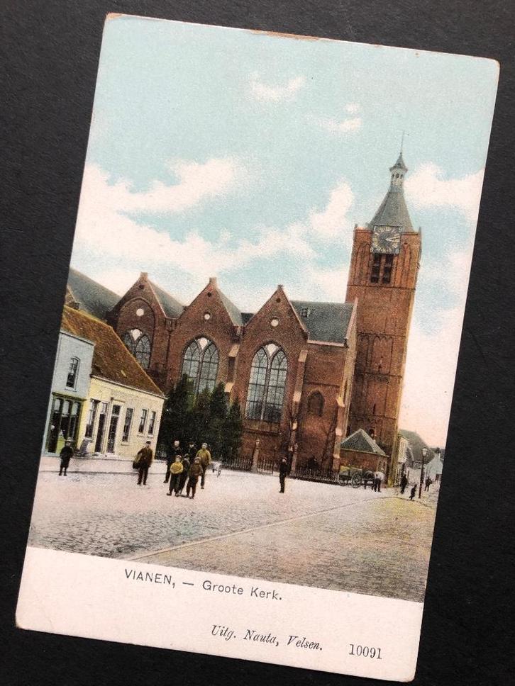 Oude ansicht van de Groote Kerk in Vianen. (Ca. 1915), Verzamelen, Ansichtkaarten | Nederland, Ongelopen, Zuid-Holland, Voor 1920