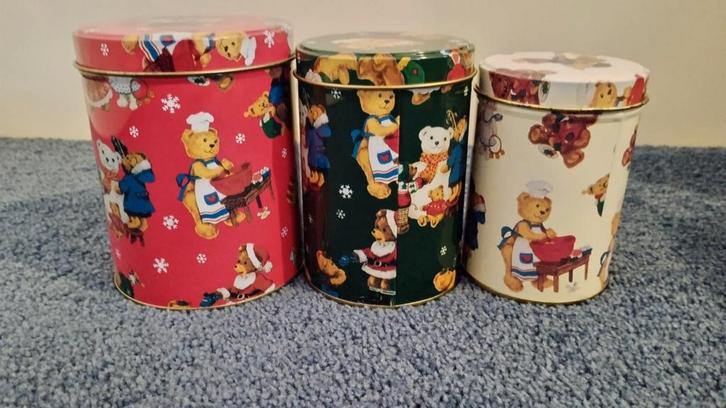 Set van 3 Kerstblikken met Beren, Verzamelen, Blikken, Gebruikt, Overige, Overige merken, Ophalen