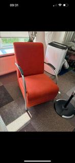 Oranje rib fauteuil TEAB, Huis en Inrichting, Fauteuils, Ophalen, Gebruikt, 75 tot 100 cm, Stof
