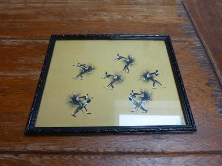 Vintage Afrikaans schilderij in mooie lijst, Antiek en Kunst, Kunst | Niet-Westerse kunst, Ophalen of Verzenden