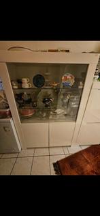 Witte Kast met Glazen Deuren, Glas, Modern, 150 tot 200 cm, 25 tot 50 cm