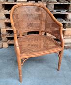 Vintage stoel hout rotan webbing fauteuil, Ophalen, Gebruikt, Minder dan 75 cm, Hout