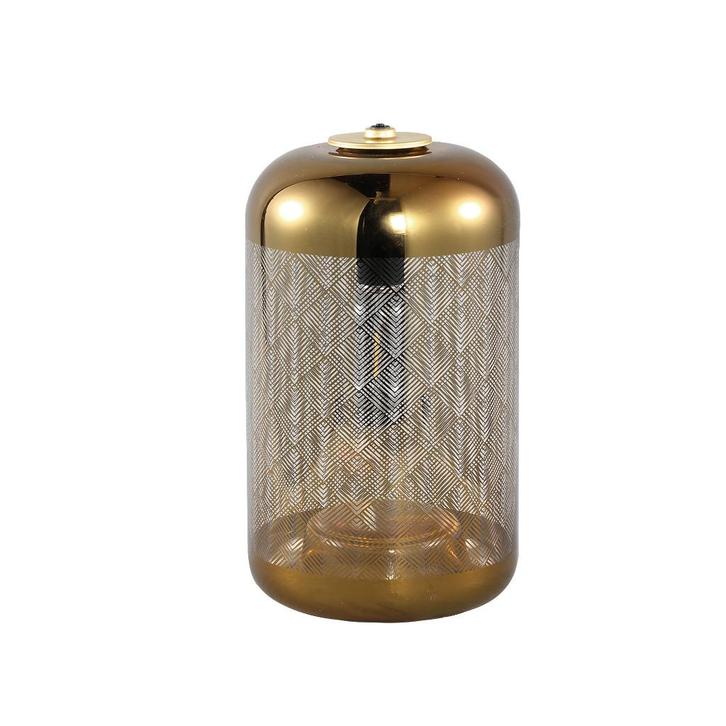 UNIEKE LED GLAZEN TAFELLAMP op 4x AA batterij GOUD GLAS, Huis en Inrichting, Lampen | Tafellampen, Nieuw, Minder dan 50 cm, Glas