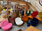 Prachtige velvet stoelen met tulpvoet, Huis en Inrichting, Stoelen, Ophalen, Blauw, Stof