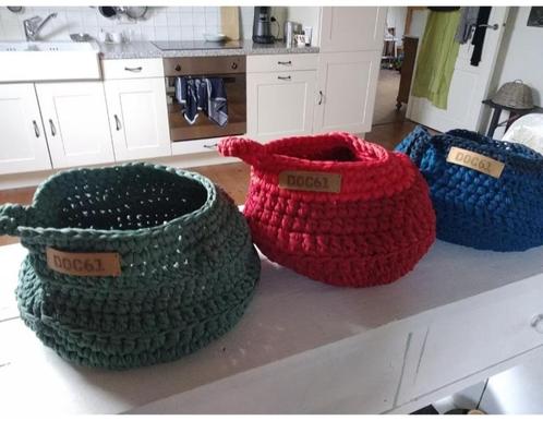 Gehaakte mand zak waszak opbergzak @DOC61, Huis en Inrichting, Woonaccessoires | Schalen en Manden, Nieuw, Mand, Rond, Overige materialen