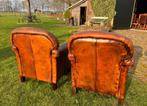 2 geleefde schapenleren fauteuils, Ophalen, Gebruikt, 75 tot 100 cm