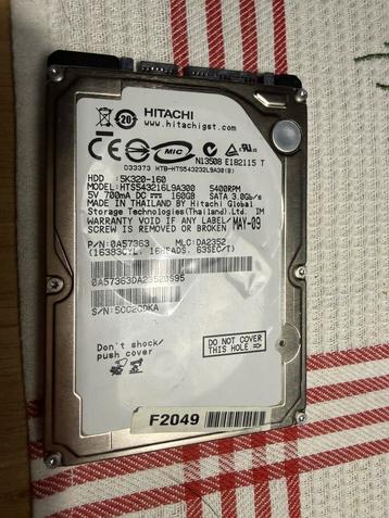 2.5” Sata Hard schijf Hitachi 160GB voor laptop beschikbaar voor biedingen