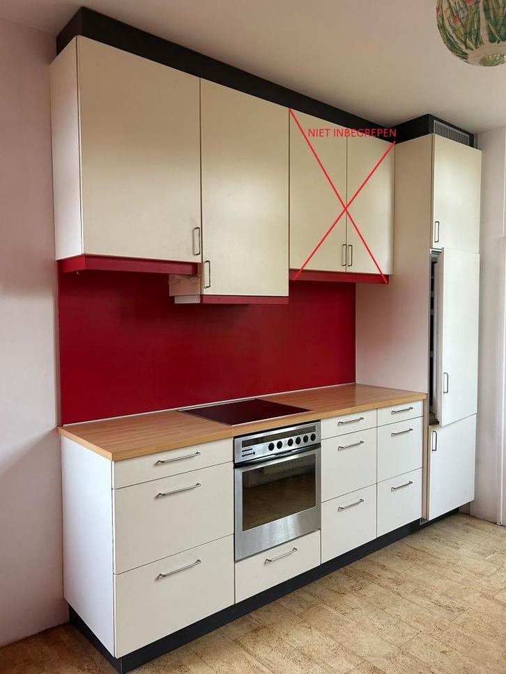 Keuken met apparatuur, Huis en Inrichting, Keuken | Complete keukens, Gebruikt, Enkelwandige keuken, Wit, Composiet, Ophalen