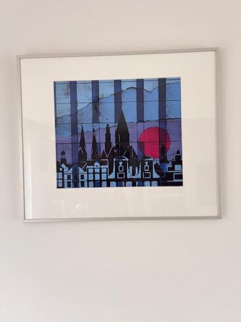 Oud Amsterdam Panden aan Prinsengracht Westerkerk etc, Antiek en Kunst, Kunst | Litho's en Zeefdrukken, Ophalen