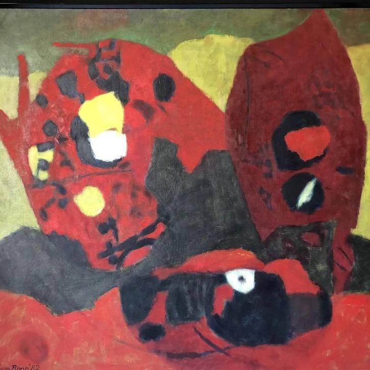 Willem Boon - Abstracte compositie - Olieverf op Doek, Ingel, Antiek en Kunst, Kunst | Schilderijen | Modern, Ophalen