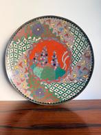 Uniek art deco schaal brons bord cloisonne japan emaille, Ophalen of Verzenden, Rond, Glas