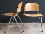 122 Dutch Design vintage schoolstoelen hout kantine stoelen, Vijf, Zes of meer stoelen, Grijs, Ophalen of Verzenden, Zo goed als nieuw
