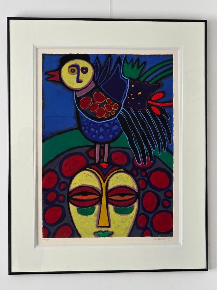 Corneille - Masque Africaine - Gesigneerd - 1983, Antiek en Kunst, Kunst | Litho's en Zeefdrukken, Ophalen of Verzenden