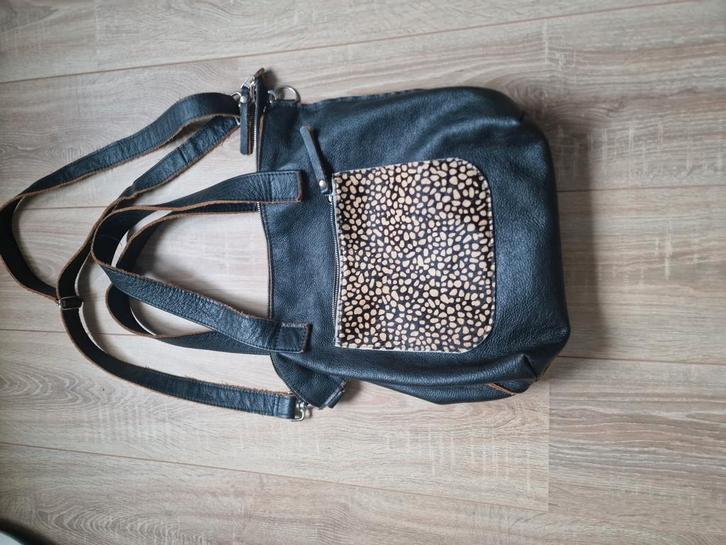 Leren schoudertas/shopper, Sieraden, Tassen en Uiterlijk, Tassen | Schoudertassen, Zo goed als nieuw, Ophalen of Verzenden