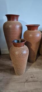 Leuke set van 3 vazen met houten net, Ophalen of Verzenden