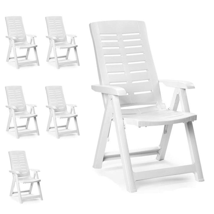 Tuinset Loungeset 6x Positie Stoelen Ligstoelen Wit, Tuin en Terras, Tuinmeubel-accessoires, Nieuw, Ophalen of Verzenden