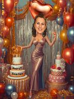 Digitale Verjaardags Karikatuur | Cartoon Portret, Hobby en Vrije tijd, Tekenen, Ophalen, Nieuw, Overige typen