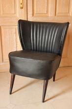 Vintage - Cocktail Zwarte Zetel, Huis en Inrichting, Fauteuils, Ophalen, Gebruikt, Minder dan 50 cm