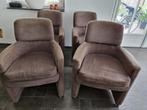 4 stuks. Eetkamerstoelen Bruin met Wieltjes, Ophalen, Gebruikt, Bruin, Vier
