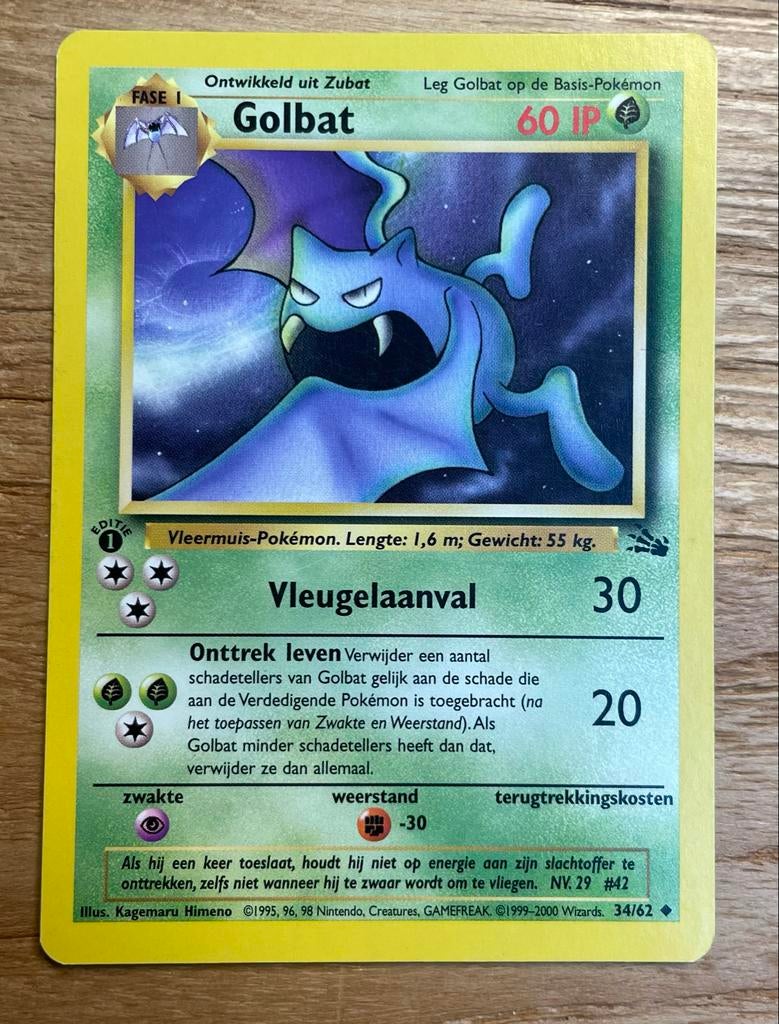 Golbat - Pokémon kaart - Editie 1, Ophalen of Verzenden, Gebruikt, Losse kaart