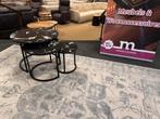 Salontafel 3-delig Zwart Marmerlook Direct/leverbaar E-7238, Ophalen, Metaal, 50 tot 100 cm, Rond