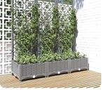 vidaXL Plantenbak met latwerk 120x40x121,5 cm Lichtgrijs, Kunststof, 100 cm of meer, Nieuw, Ophalen of Verzenden