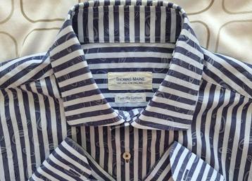Overhemd - THOMAS MAINE - Blauw/grijs - Maat 41 42 beschikbaar voor biedingen