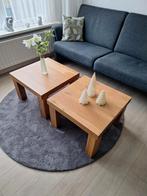 Licht Eiken Salontafel/Bijzettafel Set - 2 Stuks, Huis en Inrichting, Tafels | Salontafels, Ophalen, 50 tot 100 cm, 50 tot 100 cm