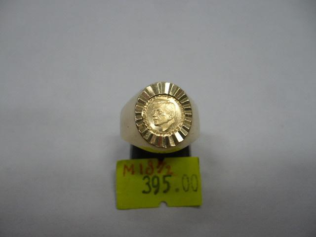 14 karaat gouden ring met Kennedy muntje  maat 18.5 gewicht, Sieraden, Tassen en Uiterlijk, Ringen, Gebruikt, Dame of Heer, 18 tot 19