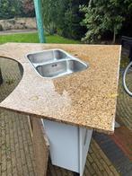 hoek keukenblad met dubbele spoelbak (steen), Ophalen, Gebruikt, 75 cm of meer, Minder dan 100 cm
