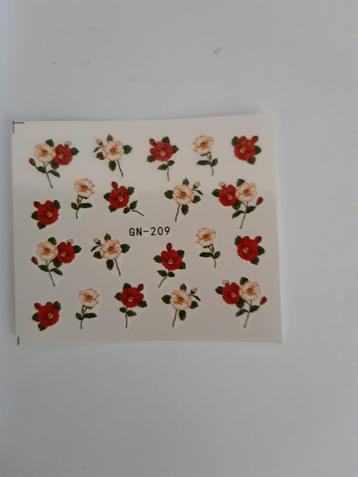 Velletje nagel water decals stickers GN-209 bloemen rood zac beschikbaar voor biedingen